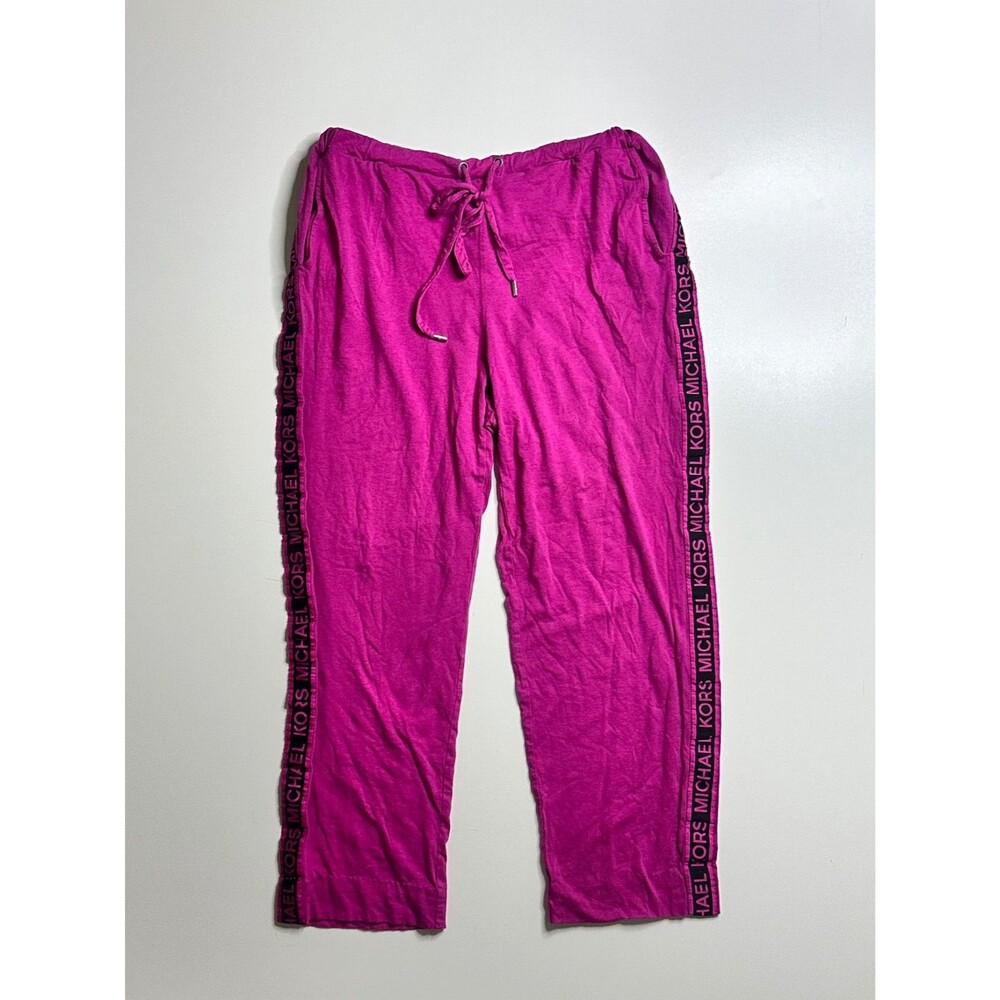 Michael Kors Logo Tape Side Stripe Drawstring Pants Magenta Pink